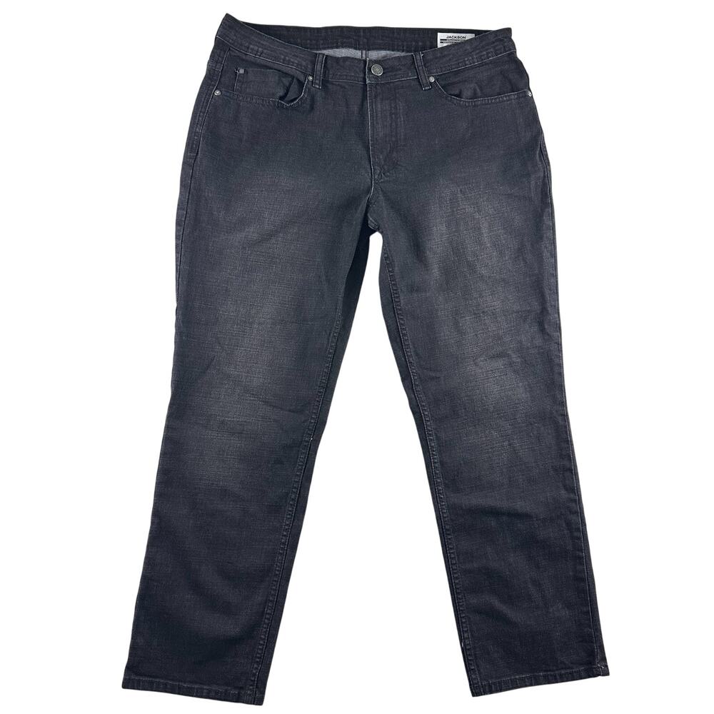 Buffalo David Bitton Jackson Buckle Straight Stretch Black Jeans Mens 36 x 30